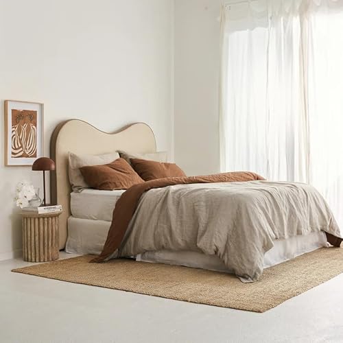 Gaytri Handicraft Linen Duvet Cover in Tobacco & Beige. King, Queen, Twin, Full, Double, Single Sizes. Tobacco Linen Duvet Cover. Brown Bedding Set with Zipper Closure & Ties (Twin XL 59x102) Generic