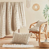MR&HM Full Size Bed Sheets and Comforter Set Beige, 7 Pieces Tufted Boho Beddding Sets, Farmhouse Style Bed in a Bag with 1 Comforter, 2 Pillow Shams, 2 Pillowcases, 1 Flat Sheet, 1 Fitted Sheet MR&HM