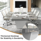Nuipesn 10FT Rectangular Conference Table (119"), Modern Boardroom Meeting Table for 10-12 People, 2.13" Thick Top, Center Cable Management Grommet, Two-Tone Office Table, Dark Gray & White Nuipesn