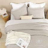 Andency Tan Gingham Comforter Set Twin(66x90Inch), Brown Checkered Grid Plaid Buffalo Bed Set for Girls Boys Kids Teens, 2 Pieces Lightweight Microfiber Geometric Preppy Bedding Andency