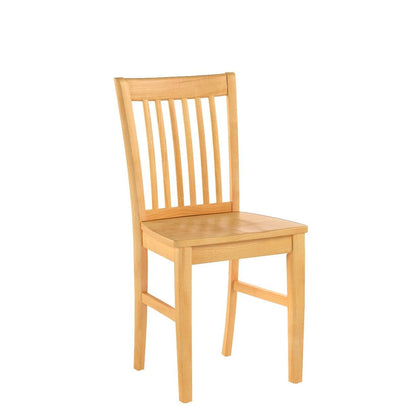East West Furniture Norfolk Dining Slat Back Wooden Seat Chairs, Set of 2, Oak
