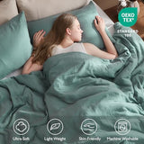 EMME Muslin Cotton Duvet Cover Set Teal Twin Size Linen Like Soft Breathable Lightweight Summer Comforter Cover Set with Zipper Closure (Teal, Twin, 68"x90") EMME