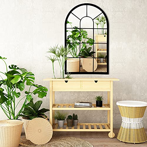 HQiJun Wall Mirror Window Decorative Mirrors Arched Farmhouse for Living Room Bedroom Entryway Bathroom Vanity (19.7” x31.5” x0.9”) HQiJun
