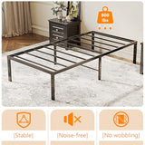 VINGLI 14 Inch Twin Bed Frame, Heavy Duty Metal Platform, No Box Spring Needed, Sturdy Steel Slat Support, Easy Assembly, Noise-Free, 12.4 Inch Underbed Storage,Black VINGLI