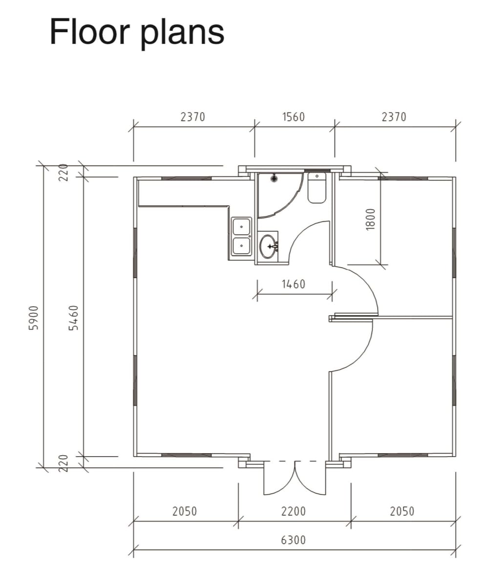 Generic Expandable Prefab House 19ft x 20ft with Cabinet, 2 bedrooms, 1 Kitchen, 1 Bathroom, Exquisitely Designed Modern Villa Prefab House for Live,Work, Garden House, Storage Sheds