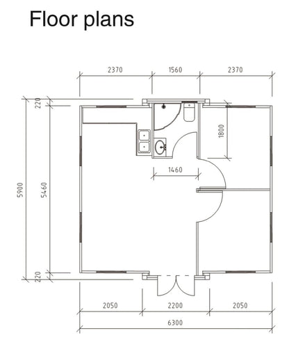 Generic Expandable Prefab House 19ft x 20ft with Cabinet, 2 bedrooms, 1 Kitchen, 1 Bathroom, Exquisitely Designed Modern Villa Prefab House for Live,Work, Garden House, Storage Sheds