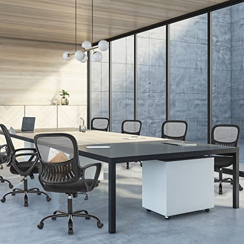 Sweetcrispy Home Office Managerial Executive Chair with Ergonomic Design, Mid-Back Mesh Swivel, Comfortable Lumbar Support, Comfy Arms for Bedroom,Study,Student, Black Sweetcrispy