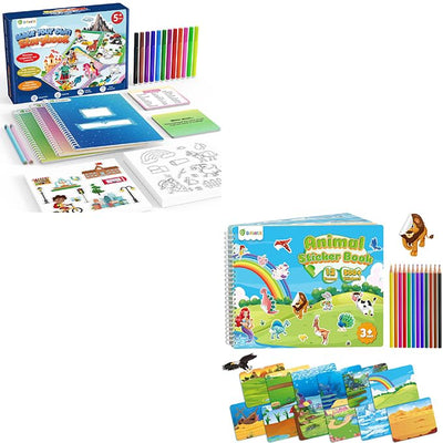 D-FantiX My Storybook Art Kit & Animal Sticker Book for Kids