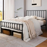 Yaheetech 14 Inch Queen Size Bed Frame Metal Platform Bed with Spindle Headboard Footboard/Mattress Foundation/No Box Spring Needed/Underbed Storage Space/Steel Slat Support/Easy Set up, Black Yaheetech