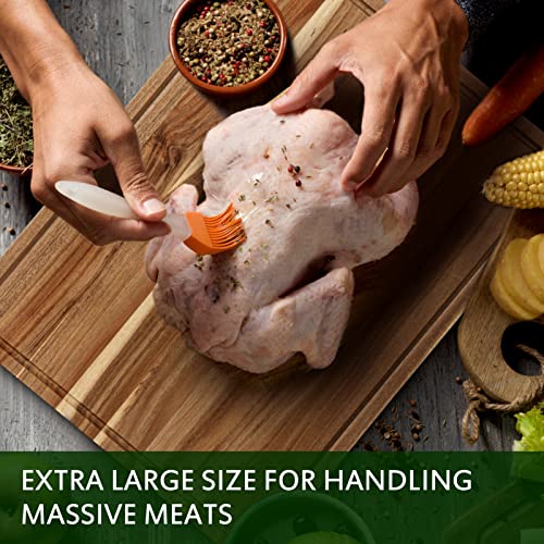 Extra Large Acacia Wood Cutting Board, 24x18 Inch Large Butcher Block Chopping Board with Handle and Juice Groove, Carving Board for Turkey, Meat, Fashionwu