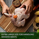 Extra Large Acacia Wood Cutting Board, 24x18 Inch Large Butcher Block Chopping Board with Handle and Juice Groove, Carving Board for Turkey, Meat, Fashionwu