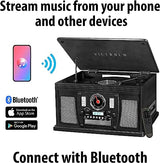 Victrola 8-in-1 Bluetooth Record Player & Multimedia Center, Built-in Stereo Speakers - Turntable, Wireless Music Streaming, Real Wood | Oak Victrola