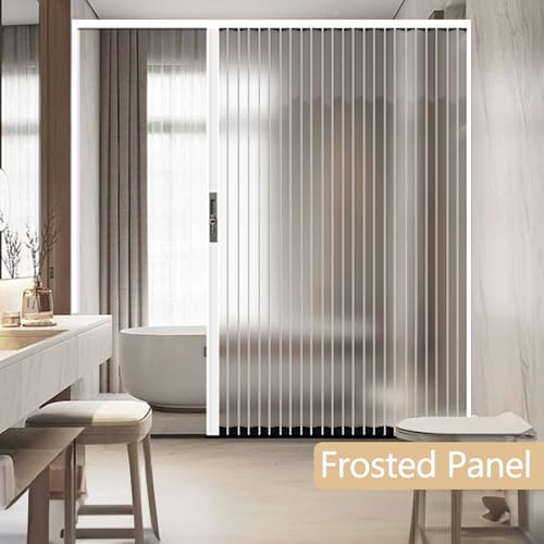 Interior Accordion Folding Door, No Drilling Retractable Sliding Doors with Lock, Customize Room Divider for Bathroom Closet Kitchen Patio, Aluminum Frame and Acrylic Panel CESOFWE