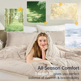 JOLLYVOGUE King Size Comforter Set, Soft Reversible Bedding for All Seasons, 3 Pieces Down Alternative Bed Set Includes 1 Lightweight Comforter (104"x90") and 2 Pillow Shams (20"x36"), Beige & Ivory JOLLYVOGUE