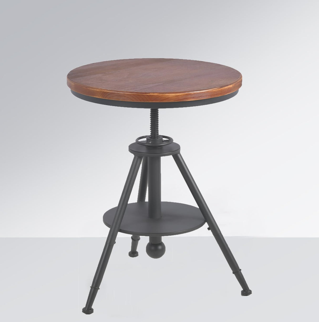 FUBIRUO Dia 19.7" Round Pub Table Height Adjustable with 360 Swivel Solid Wood Tabletop for Dining Bistro Cafe Home Bar, Rustic Brown FUBIRUO