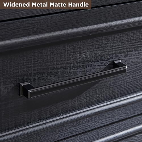 ACCOHOHO Farmhouse 8 Drawers Dresser Chests for Bedroom,52" Wide Wood Rustic Chest of Drawers with Metal Handle,Natural Texture,Drawer Organizer for Bedroom,Living Room,Hallway and Entryway,Black ACCOHOHO