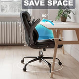 AnyGod Ergonomic Mid-Back Desk Chairs Comfy for Home Office with Flip-up Armrests, Lumbar Support, Adjustable Height and Swivel Rolling Wheels AnyGod