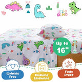 Swiftify Queen Sheet Set for Kids Boys & Girls, 4-Piece Bed Sheet Set for Teens Boys Girls, Cartoon Printed Bedding Set, Microfiber Deep Pocket, Wrinkle & Fade Resistant, Cute Dinosaur Swiftify