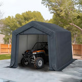 HERA'S PALACE 8x12ft Heavy Duty Carport Motorcycle Storage Shed Small Outdoor Anti-Snow Portable Canopy Shelter with 2 Doors Garage Tent for Garden Tools Bike HERA'S PALACE
