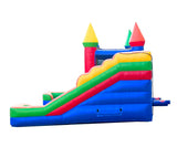 Inflatable Bounce House and Double Slide Combo Unit (Without Blower) - 16.5 x 15 x 11 Foot- Crossover Rainbow Castle Combo Bouncer, Kids Outdoor Toys, Jumpers for Kids Pogo Bounce House