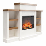 Pemberly Row Electric Fireplace Mantel & Bookcase - Plaster & Walnut Pemberly Row