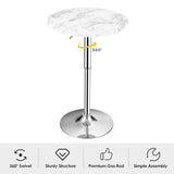 Giantex Round Pub Table Height Adjustable, 360° Swivel Cocktail Pub Table with Sliver Leg and Base for Home, Bar Table (White) Giantex