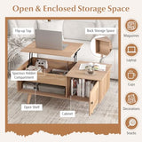 Tangkula Lift Top Coffee Table with Storage, Living Room Table with Hidden Compartment, Cabinet & Open Shelf, Flip Top Center Table, Pull up Coffee Table for Home, Office (Natural) Tangkula