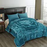 JML Korean Blanket King Size Heavy, Raschel Fleece Blanket for Winter, Soft Fluffy Thick Warm Home Decor, 85 x 95 Inches, 9 Lbs, Single Ply, Plush Cozy Luxury Embossing Bedding, Teal JML