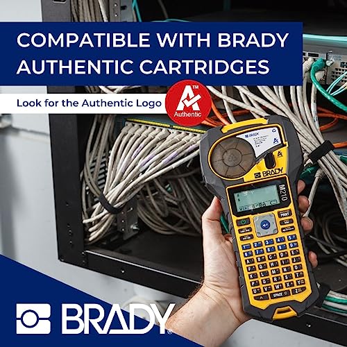 Brady M210 Portable Label Printer with Rubber Bumpers, Multi-Line Print, 6 to 40 Point Font (Replaces BMP21-PLUS Printer), Yellow/Black, 9.5 in H x 4.5 in W x 2.5 in D Brady