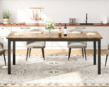 dainslef 71 Inch Industrial Dining Table, Large Rectangle Kitchen Table with Metal Legs, Round Corners, Wooden Conference Tables Writing Desk for Dining Room, Living Room, Retro Brown dainslef
