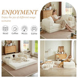 78 Inch Convertible Futon Sofa Bed,Folding Boneless Couch with Sleeper Sofa,Fold Out Floor Sofa Couch with Deep Seat,Cloud Corduroy Foldable Mattress Couches for Living Room(Off White) ZKJOLMN