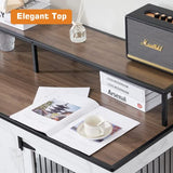 MCombo Large Dog Crate Furniture TV Stand, Wooden Dog Kennel with Double Doors, Indoor Furniture Style Dog Crate House End Table, 1861 (White) MCombo