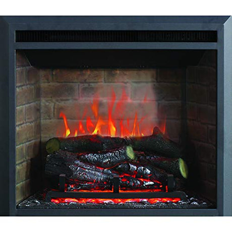 RICHFLAME Gavin 23 Inches Electric Fireplace Insert with Log Speaker, Designed for Stud, Wood Burning Opening, Cabinet & Wood Mantel, Remote Control, 750/1500W, Black RICHFLAME