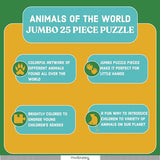 Mudpuppy Animals Of The World - Jumbo 25 Piece Jigsaw Floor Puzzle Featuring Lions, Elephants, and More! Mudpuppy