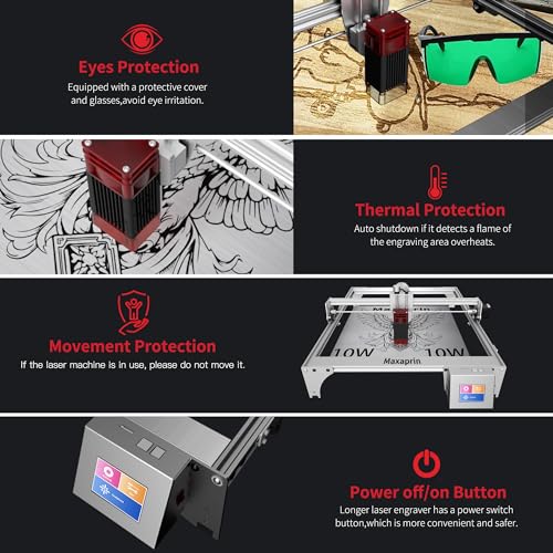 Maxaprin 10W Laser Engraving Machine,70W DIY Laser Cutter and Laser Engraver Machine,0.06mm Laser Spot 10000mm/min, Offline Usage CNC Laser Engravers for Wood Metal Cutting Engraving Machine - WoodArtSupply