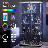 Casaphoria RGB Glass Display Cabinets, 4-Tier Display Cabinets with Glass Doors, Double-Doors Curio Cabinets, Toy Display Cabinets and Curio Cabinets for Collectibles Casaphoria
