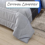 PERFEMET Twin Comforter Set 3 Pieces Bedding Set All Seasons Masculine Striped Pattern Vintage Farmhouse Soft Cozy Bedroom for Elegant Men Teen Girls Boys Gray and Blue PERFEMET