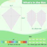 B bangcool DIY Kids Kite Blank Kites Making Painting White Paper Blank Kites with Swivel Line for Kids Outdoor Park Beach Grassland Activities (10PCS) B bangcool