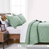 Love's cabin Twin Quilt Set Sage Bedspreads - Soft Bed Summer Lightweight Bedspread Comforter - Modern Style Coin Pattern Coverlet for All Season - 2 Pieces (1 Quilt, 1 Pillow Sham) Love's cabin