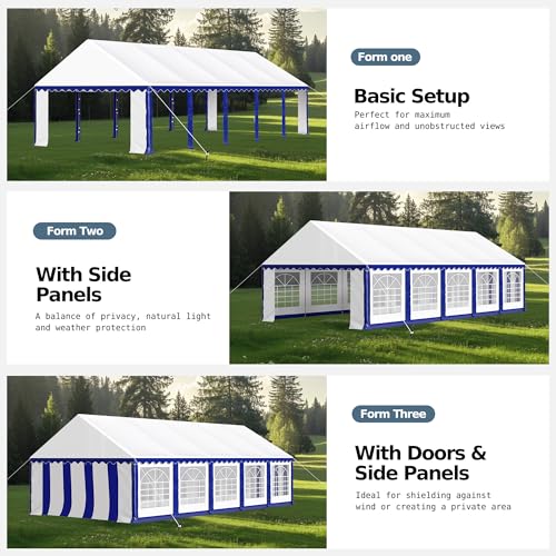 MFSTUDIO 16'x32' Party Tent, Outdoor Heavy Duty Party Tents with Removable Sidewalls, Large Canopy Tent Shelter for Outdoor Events Wedding Birthday, Blue MFSTUDIO