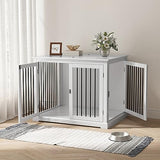PUPETPO Dog Crate Furniture with Cushion, Dog Crate End Table Large, Indoor Dog Kennel, Dog House, Dog Cages for Large Dogs, Furniture Style Dog Crate with Flip-top, Chew-Proof Metal Bars, White PUPETPO