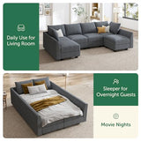 HONBAY Modular Couch U-Shaped Modular Sectional Sofa, Sectional Couch with Storage Seats (U Shape Sofa-2, Bluish Grey) HONBAY