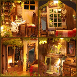 DIY Book Nook Kits for Adults,3D Miniature House Dollhouse with LED,The Secret Treehouse Wooden Bookshelf Insert Booknook,Gifts for Family Friends
