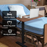 Over Bed Table Pneumatic Adjustable Height Stand Desk with Hidden Wheels USB Ports Pad Slot Mobile Laptop Standing Desk Cart, Podium Table (Walnut, 32X16 inshes) Usumairu