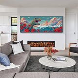 VAIIEYO 5D DIY Large Diamond Art Kits for Adults Dinosaur, Diamond Art Animal, Large Diamond Painting Kits Full Drill Round Rhinestone Craft Canvas for Home Wall Decor Gift 12x31 inch VAIIEYO