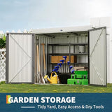 GarveeLife Outdoor Storage Shed, 80 Cu.Ft Outdoor Trash Can Storage Box with Lockable Door&Sloped Roof,Cabinet with Multi-Use Rust Prevention Galvanized Steel Enclosure for Yard, Garden, Patio GarveeLife