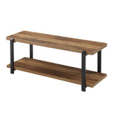 FOLUBAN Entryway Bench, Industrial Shoe Bench for Living Room, Rustic Indoor Shoe Storage Bench Seat, Easy Assembly, Oak 47 inch FOLUBAN