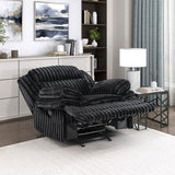Lexicon Manual Glider Recliner Chair, Corduroy Manual Tab Pull Reclining Chair with Pillow Top Arms, Plush Cushions, Cozy Theater-Style Accent for Living Room/Bedroom, Easy Assembly, Black