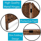 BIRDROCK HOME 3 Panel Seagrass Room Divider - Brown Wash - Folding Sections - Partition Screen - Hand Woven Abaca - Home Decor BIRDROCK HOME