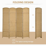 HOMCOM Room Divider, 4 Panel Folding Privacy Screen, 5.6' Tall Freestanding Wall Partition for Home Office, Bedroom, Nature Wood HOMCOM